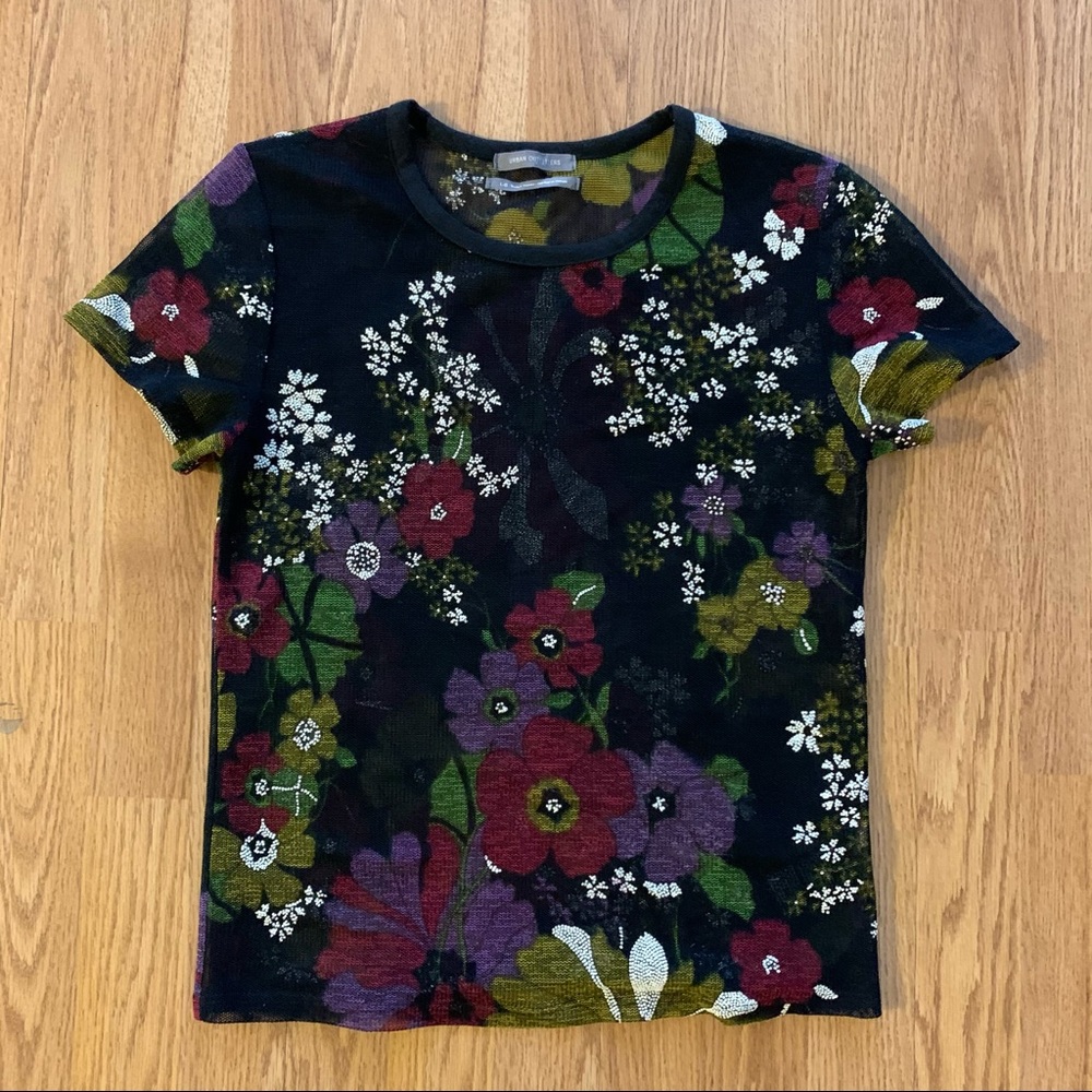 Floral mesh shirt